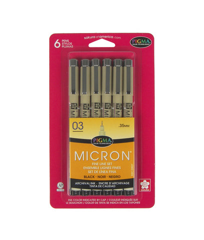 MICRON 03 SET 6 BLACK