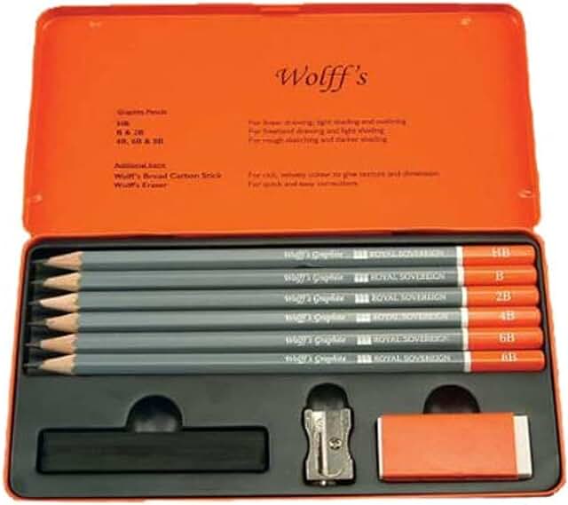 Wolff's Graphite Sketch Set in tin box 6 piece