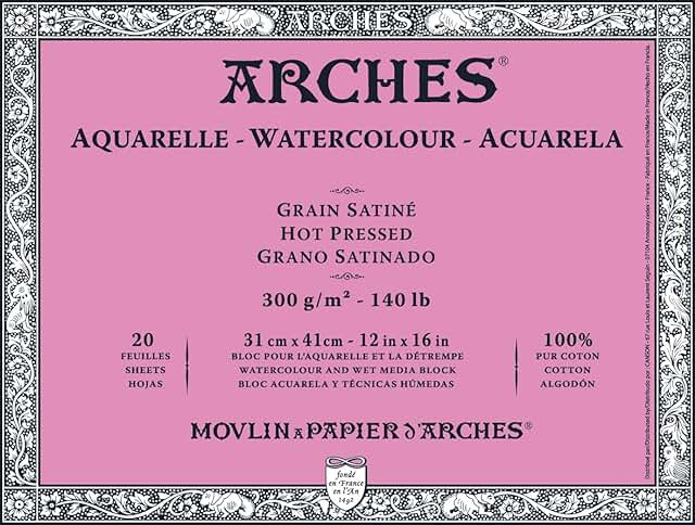 Arches Watercolor Paper Pad Hot Press 12x12