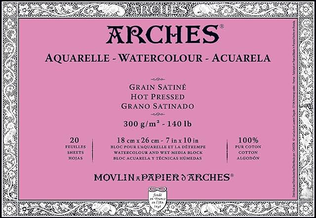 Arches Watercolor Hot Press Paper Pad 8x10