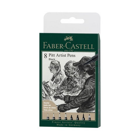 FABER CASTELL PITT 8CT BLACK PITT