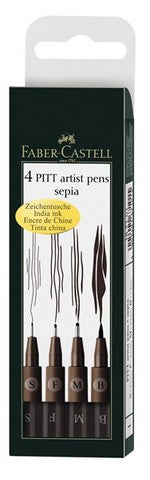 FABER CASTELL PITT SEPIA 4 PEN SET
