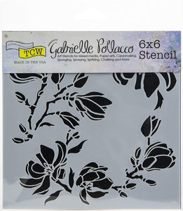 STENCIL MAGNOLIA BLOSSOMS 6X6