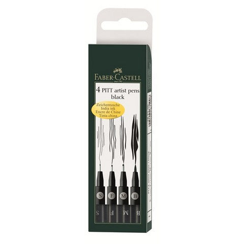 FABER CASTELL PITT BLACK 4 PEN SET